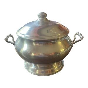 Vintage Aluminum Lidded Soup Tureen Vegetable Bowl by O.P.C Italy